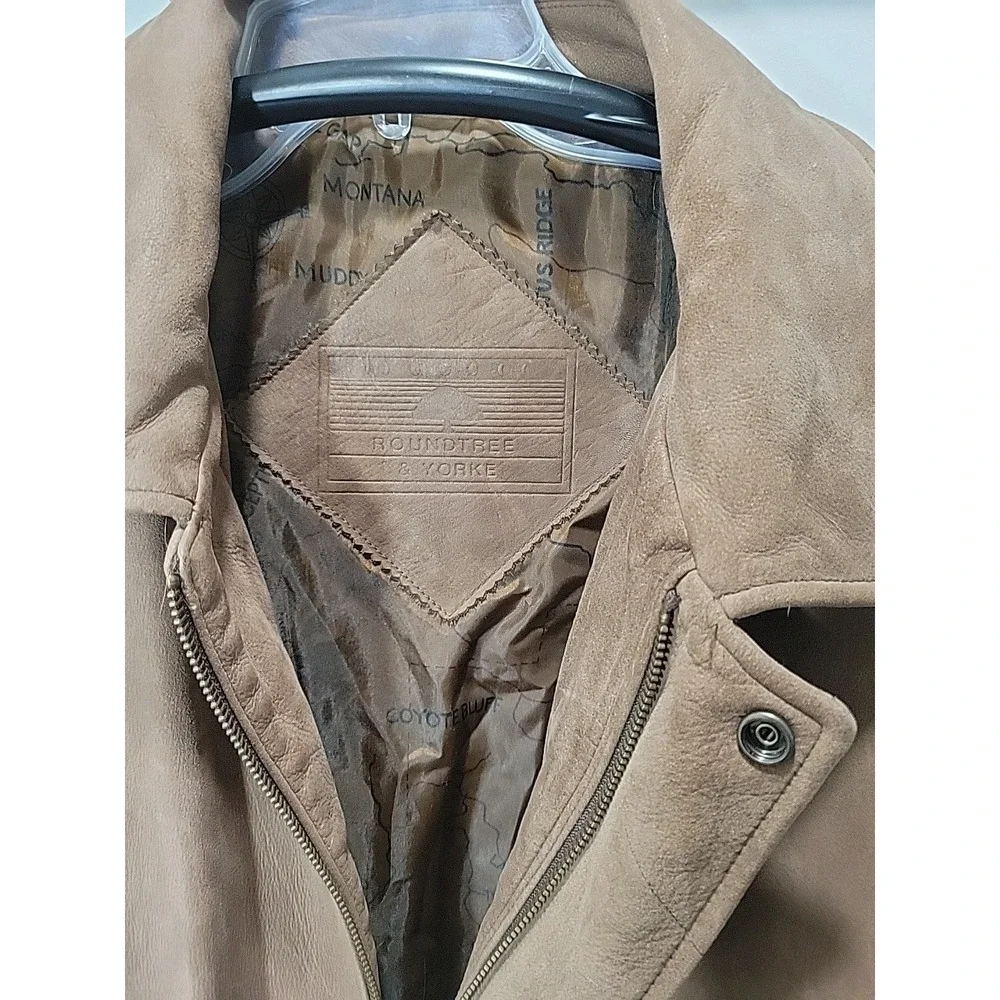 Roundtree &‎ Yorke men's leather bomber jacket brown size XL